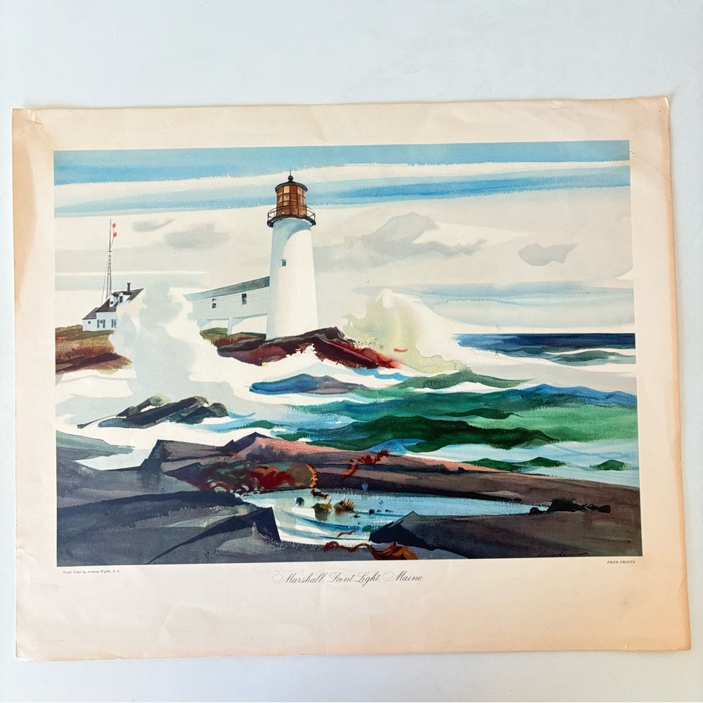 Andrew Wyeth: Marshall Point Lighthouse Watercolor Print 20.5x17”